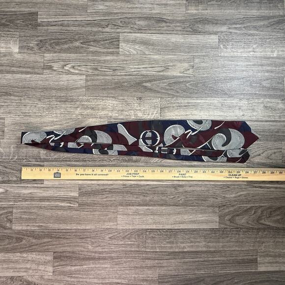 Elements Men’s Abstract Swirl Pattern Silk Necktie Burgundy Navy Gray - Picture 4 of 5